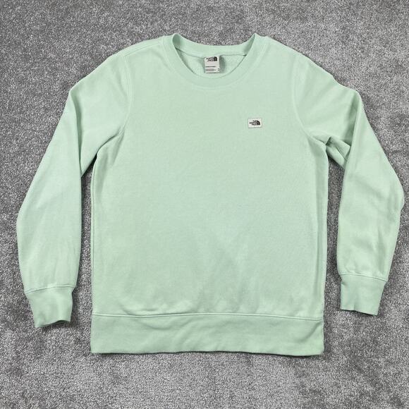 North Face Sweatshirt Womens Medium Fleece Pullover Outdoors Hiking Light Green - Picture 1 of 16